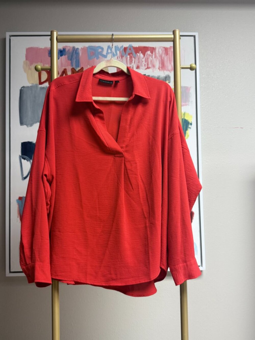 Rafaella Womens XXL Red Long Sleeve Blouse